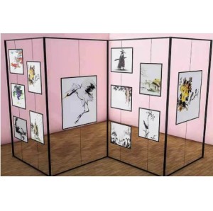 铝合金书画展架八棱柱书画展板广告宣传展架学校书法摄影作品展示